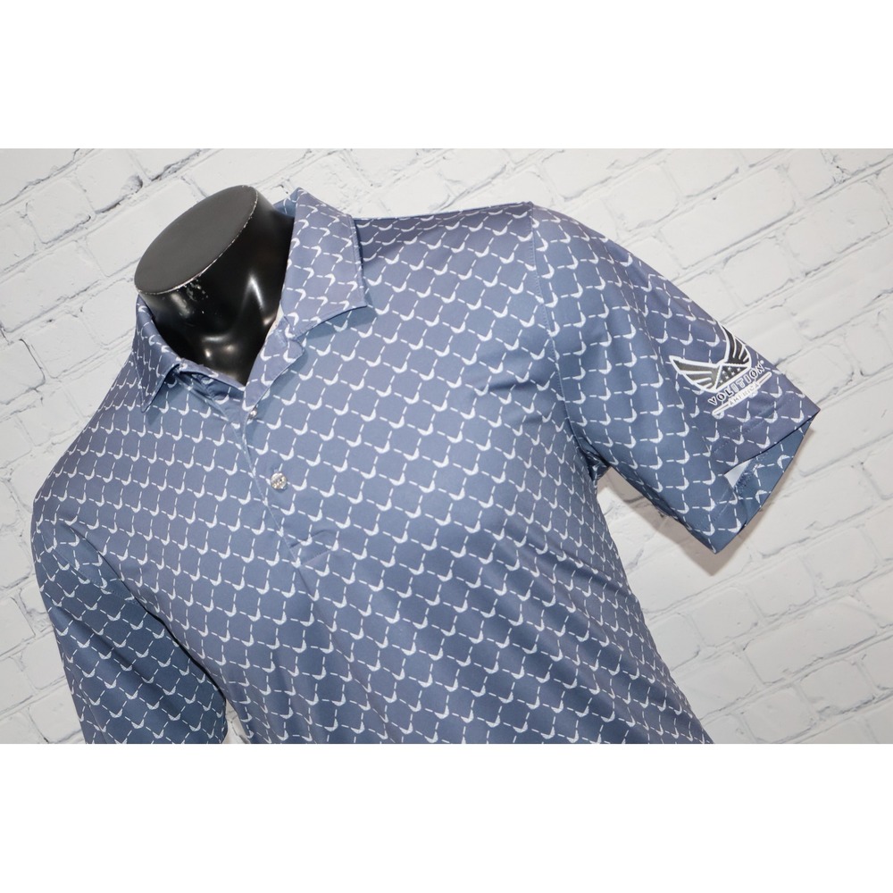 Puma Volition America Golf Polo Mens Medium Blue Shirt USA Patriotic Polyester